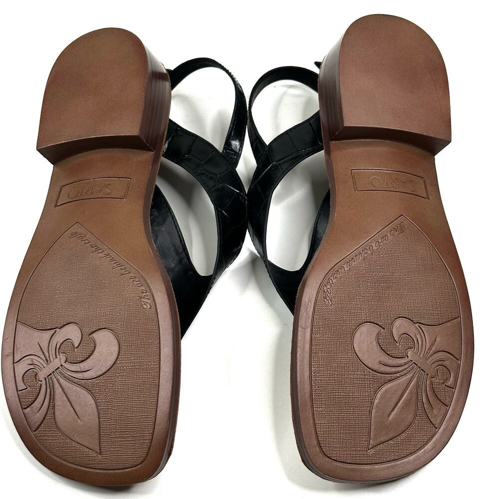 Franco Sarto Iris Womens Black Croco Leather Slingback Thong Sandals Size 9M New - Picture 10 of 10